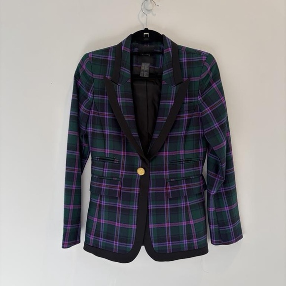 Smythe Jackets & Blazers - Smythe Green & Purple Plaid Tailored Blazer